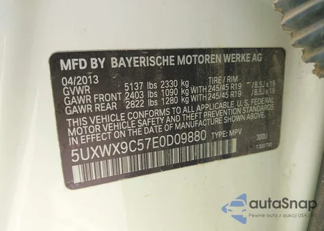 2014 BMW X3 xDrive28I from USA, damaged, VIN 5UXWX9C57E0D09880